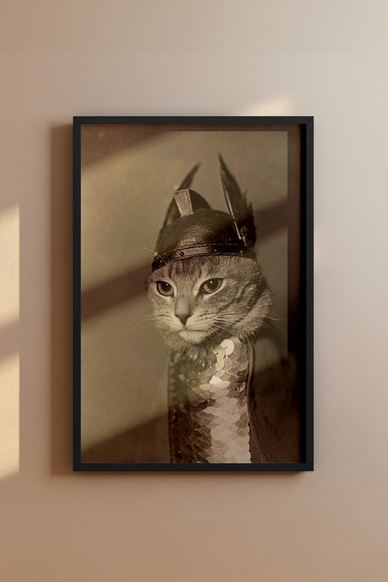 Brunhilde Cat Photography Print, 1936 — Valkyrie Costume Front Portrait