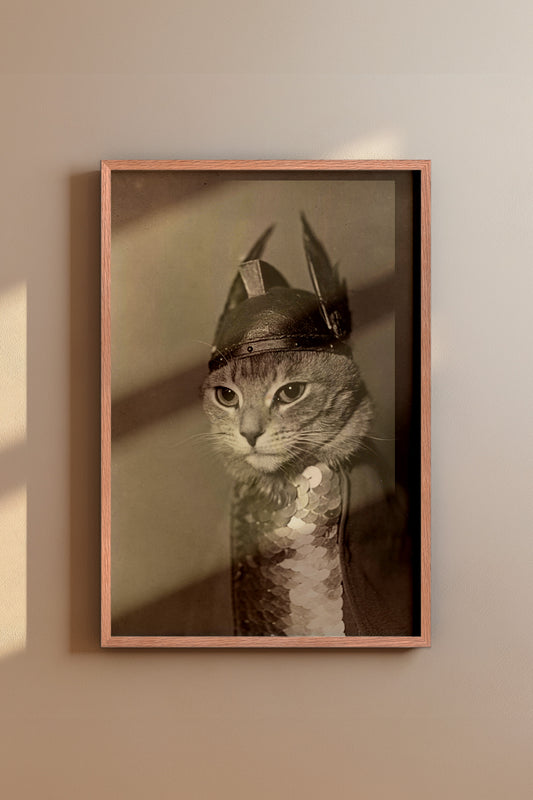 Brunhilde Cat Photography Print, 1936 — Valkyrie Costume Front Portrait
