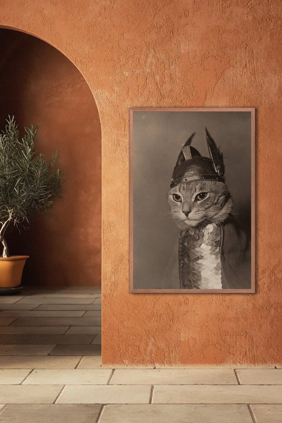Brunhilde Cat Photography Print, 1936 — Valkyrie Costume Front Portrait