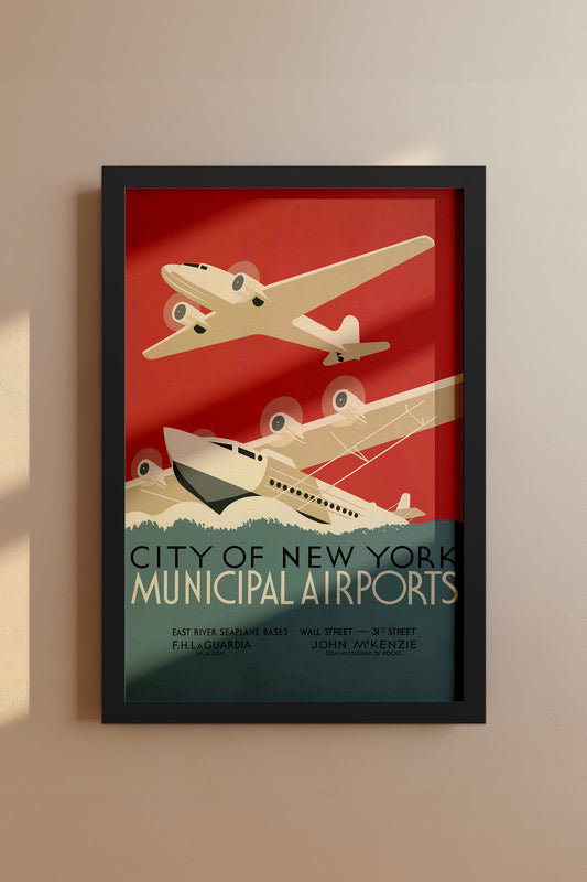 1930s WPA Era Vintage NYC Airport Poster