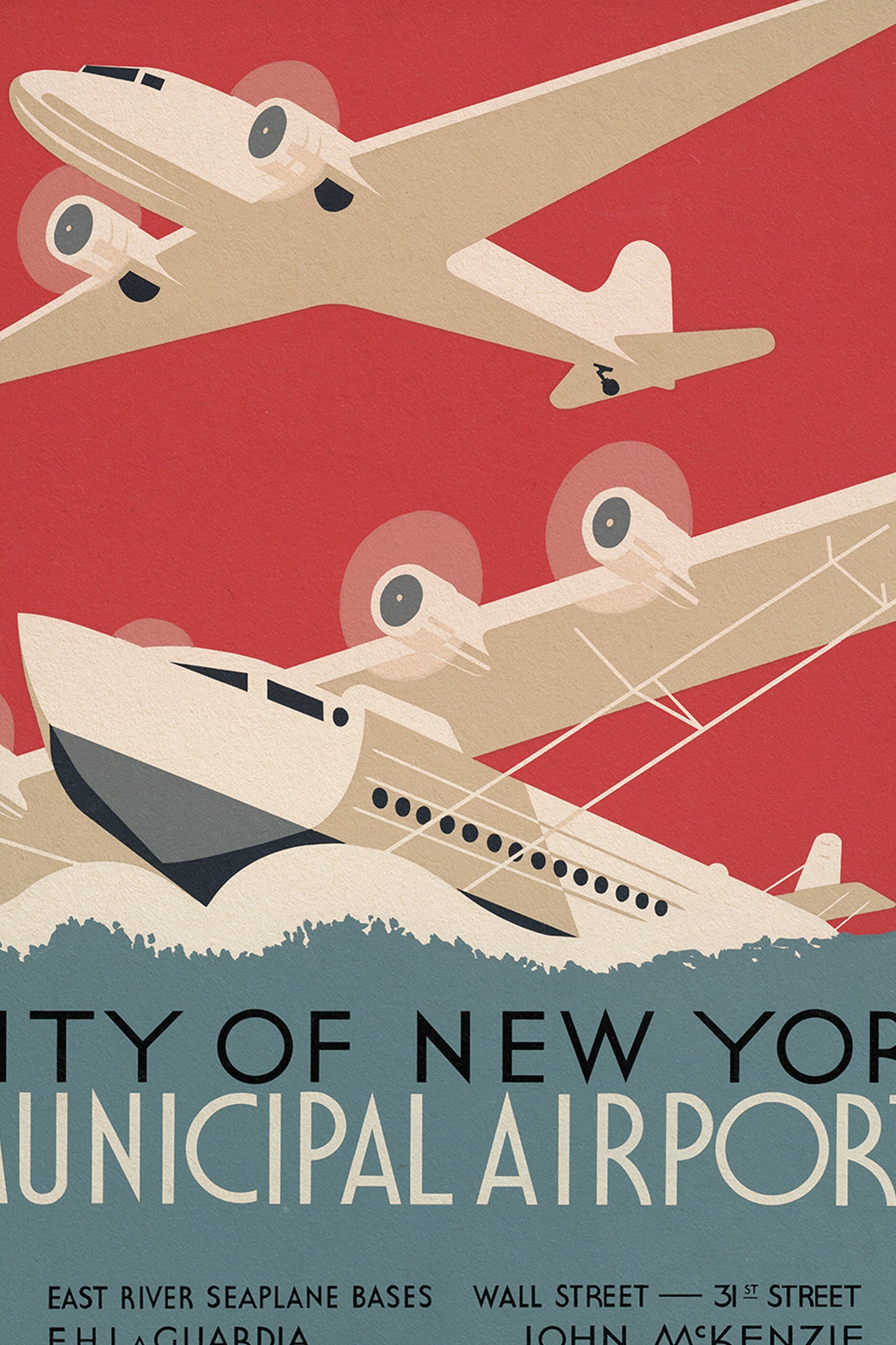 1930s WPA Era Vintage NYC Airport Poster