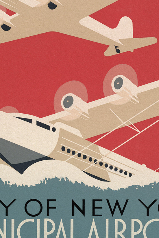 1930s WPA Era Vintage NYC Airport Poster
