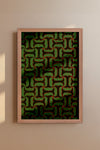 Green and Black Tessellation Japanese Edo Era Vintage Textile Print – Japanese Wall Art