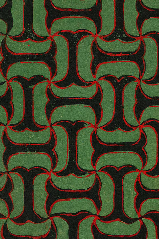 Green and Black Tessellation Japanese Edo Era Vintage Textile Print – Japanese Wall Art