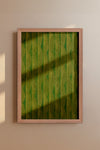 Green and Yellow Vertical Wave Stripes Japanese Edo Era Vintage Textile Print – Japanese Wall Art