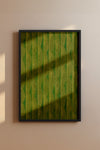 Green and Yellow Vertical Wave Stripes Japanese Edo Era Vintage Textile Print – Japanese Wall Art