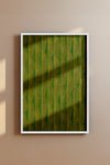 Green and Yellow Vertical Wave Stripes Japanese Edo Era Vintage Textile Print – Japanese Wall Art