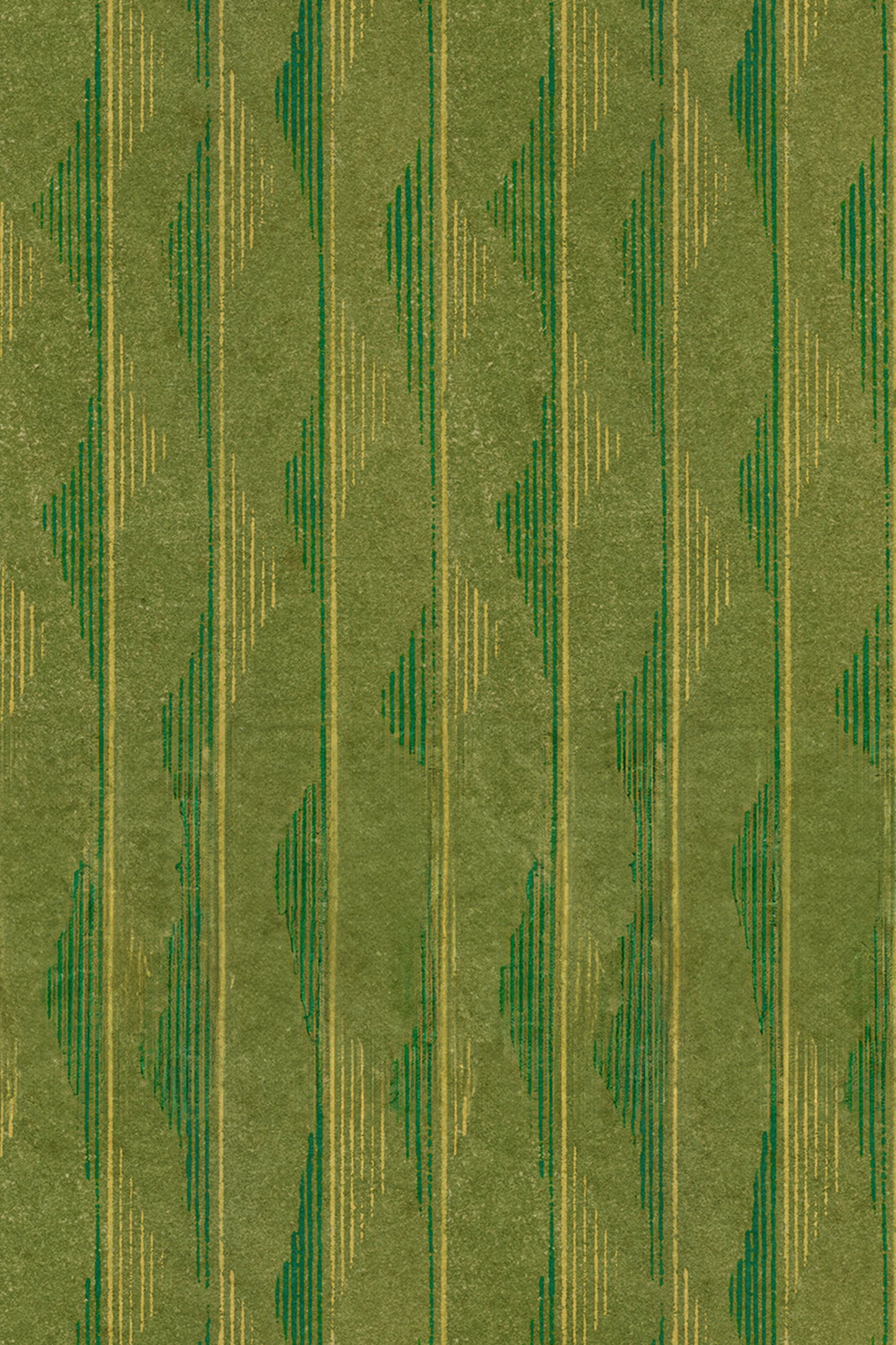 Green and Yellow Vertical Wave Stripes Japanese Edo Era Vintage Textile Print – Japanese Wall Art
