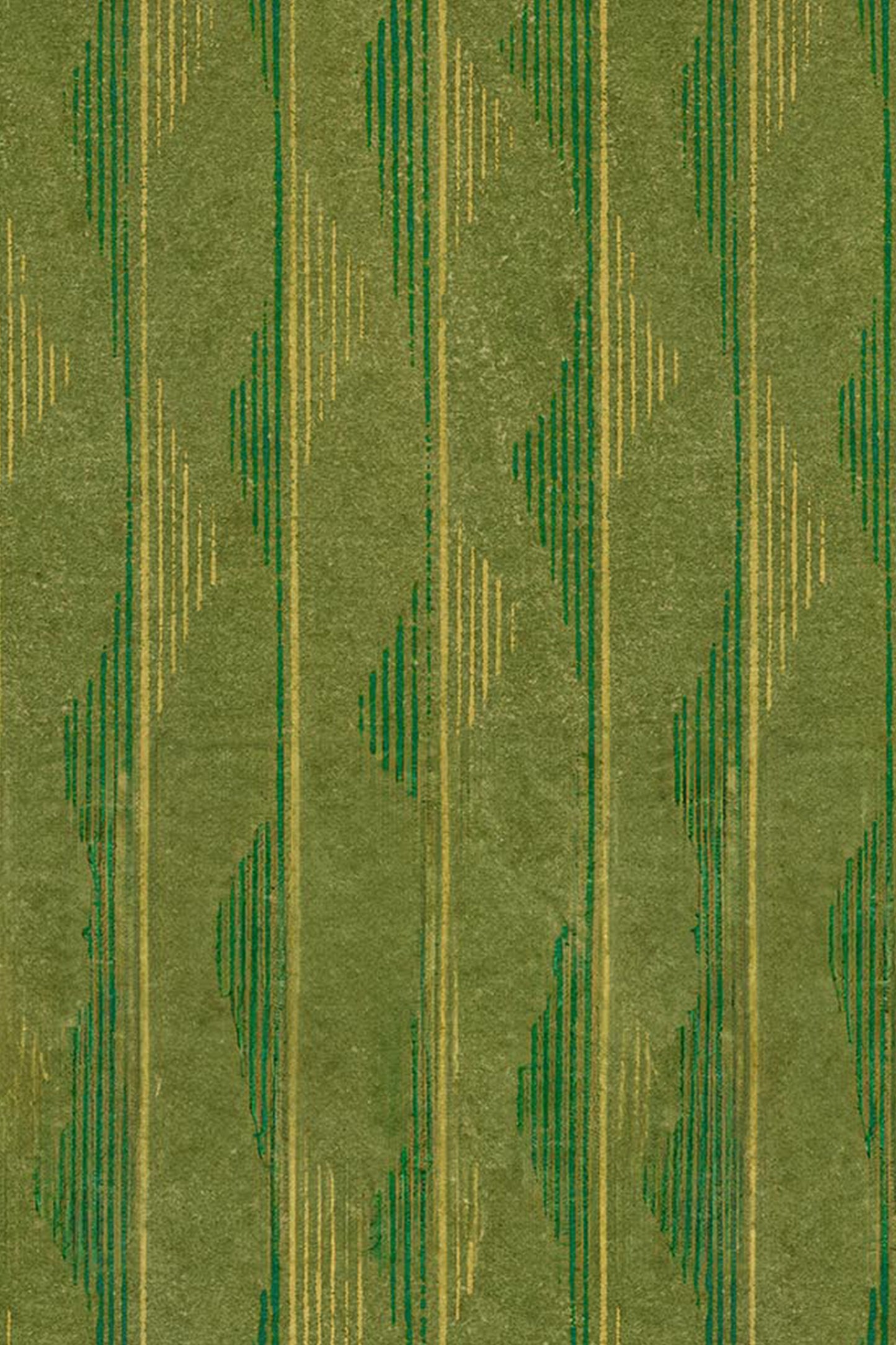 Green and Yellow Vertical Wave Stripes Japanese Edo Era Vintage Textile Print – Japanese Wall Art