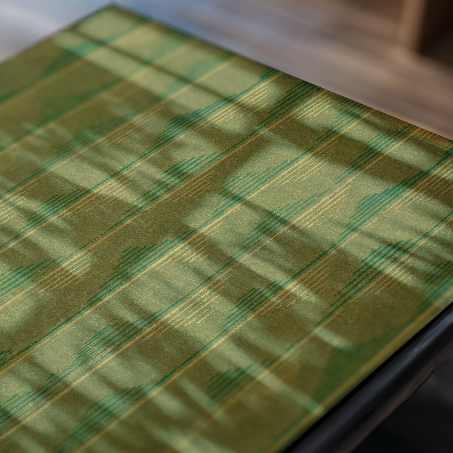 Green and Yellow Vertical Wave Stripes Japanese Edo Era Vintage Textile Print – Japanese Wall Art