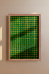 Green and Yellow Square Mesh Japanese Edo Era Vintage Textile Print – Japanese Wall Art