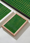 Green and Yellow Square Mesh Japanese Edo Era Vintage Textile Print – Japanese Wall Art