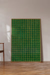 Green and Yellow Square Mesh Japanese Edo Era Vintage Textile Print – Japanese Wall Art