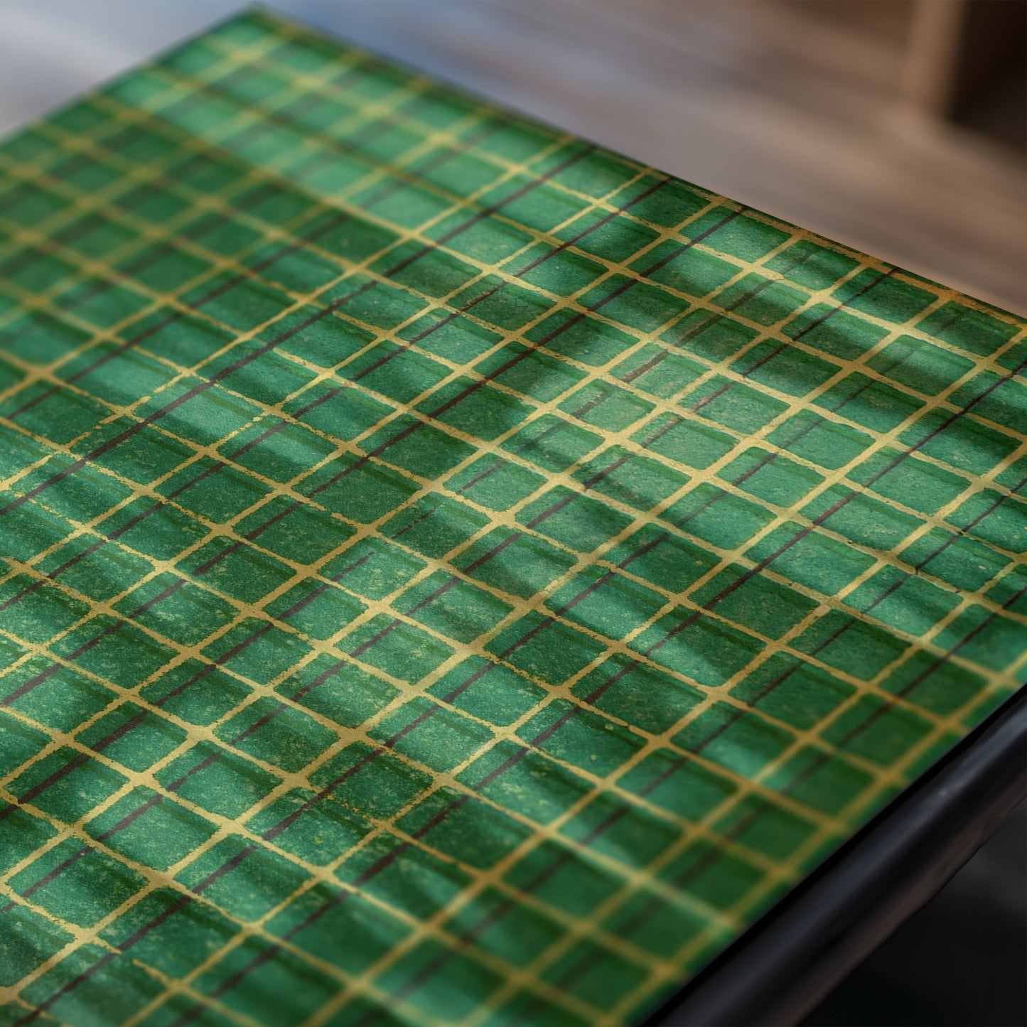 Green and Yellow Square Mesh Japanese Edo Era Vintage Textile Print – Japanese Wall Art