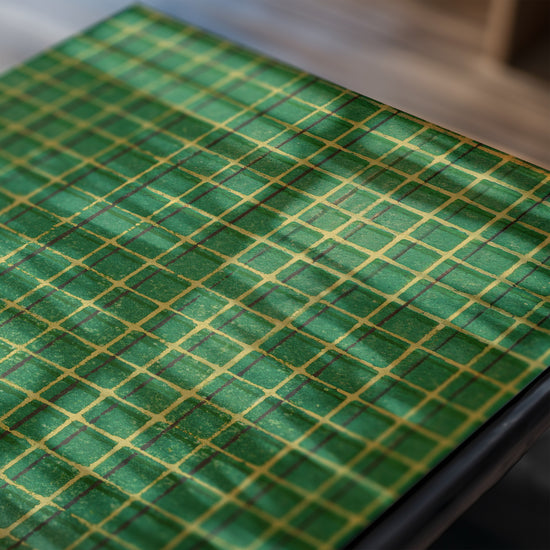 Green and Yellow Square Mesh Japanese Edo Era Vintage Textile Print – Japanese Wall Art