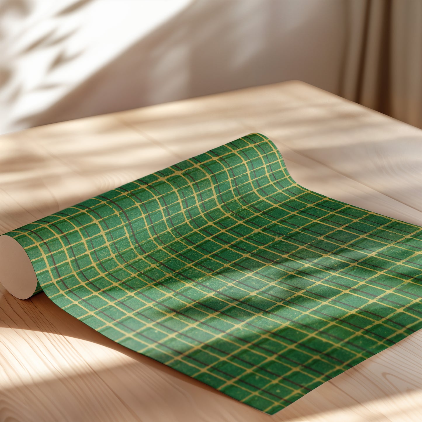 Green and Yellow Square Mesh Japanese Edo Era Vintage Textile Print – Japanese Wall Art