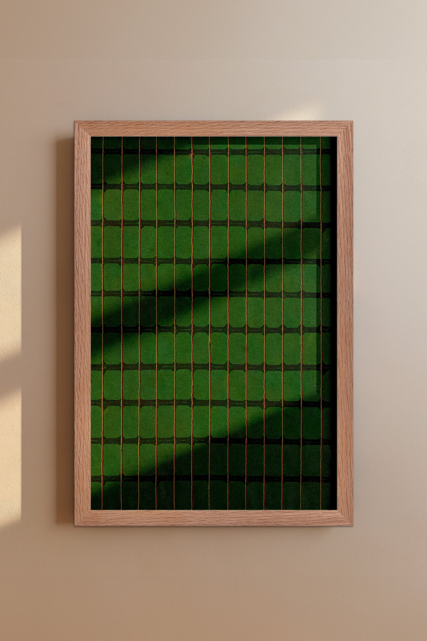 Green, Yellow, and Red Stripe Grid Japanese Edo Era Vintage Textile Print – Japanese Wall Art