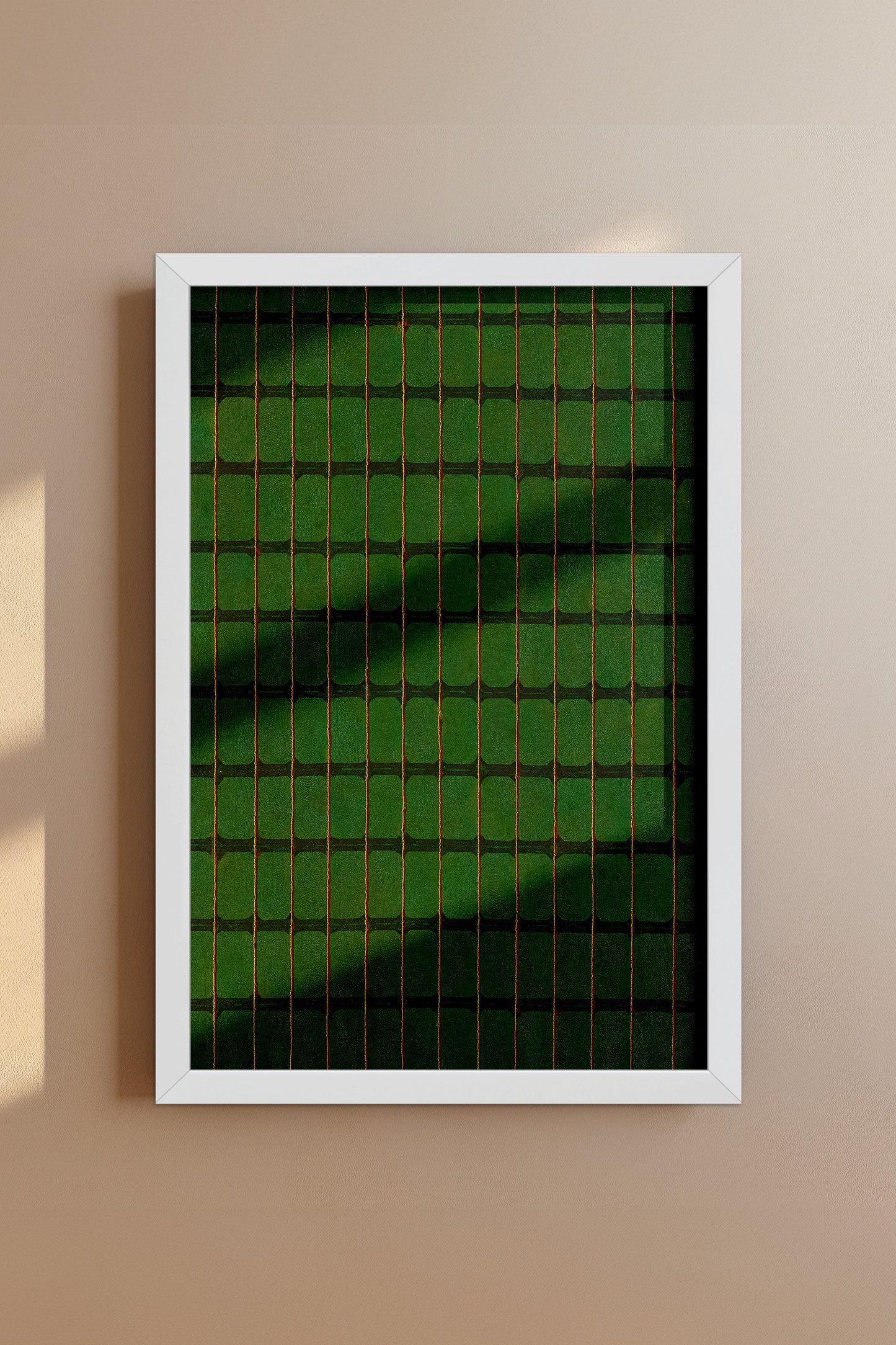 Green, Yellow, and Red Stripe Grid Japanese Edo Era Vintage Textile Print – Japanese Wall Art