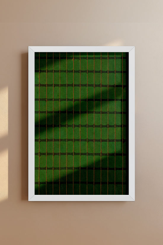 Green, Yellow, and Red Stripe Grid Japanese Edo Era Vintage Textile Print – Japanese Wall Art