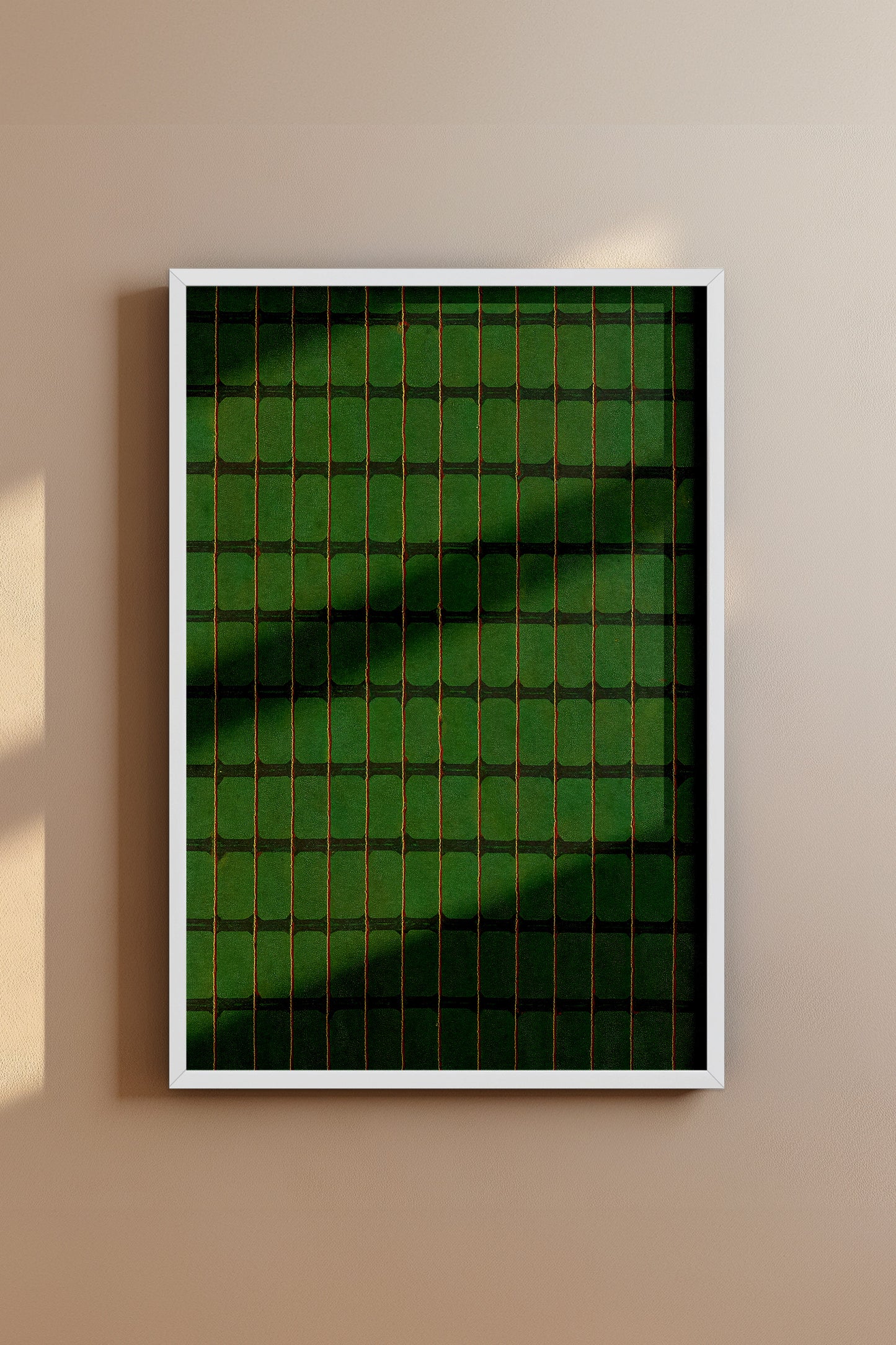 Green, Yellow, and Red Stripe Grid Japanese Edo Era Vintage Textile Print – Japanese Wall Art
