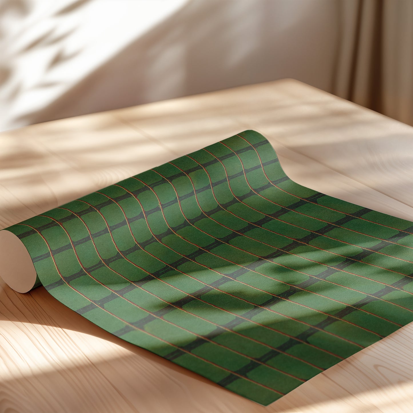Green, Yellow, and Red Stripe Grid Japanese Edo Era Vintage Textile Print – Japanese Wall Art