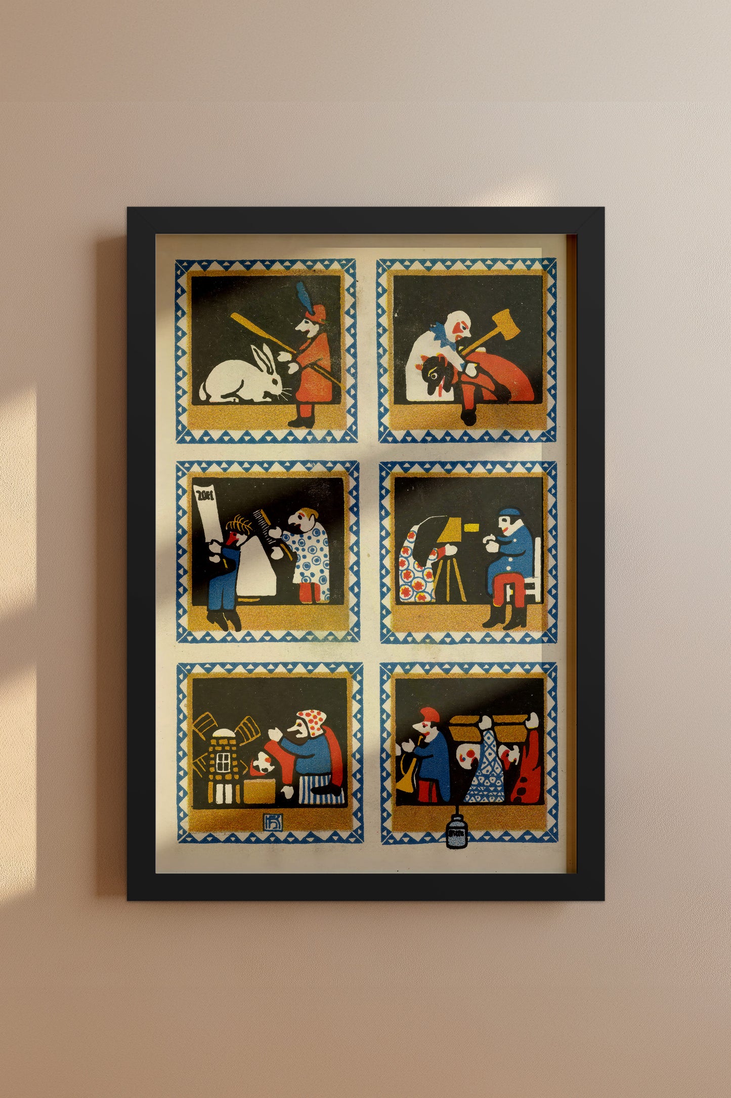 Puppet Theatre Panels – Hans Kalmsteiner, 1910 Austrian Folk Illustration