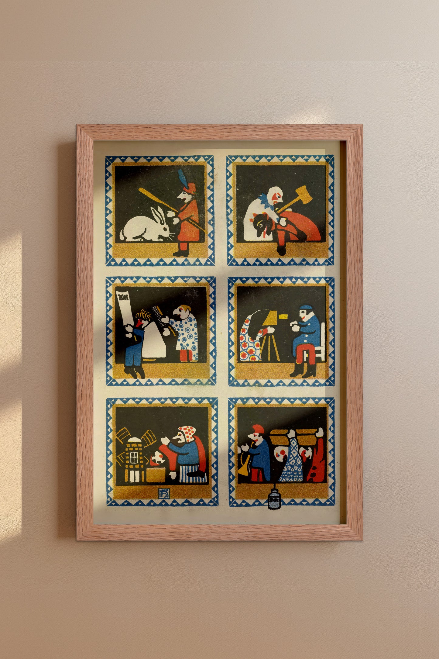 Puppet Theatre Panels – Hans Kalmsteiner, 1910 Austrian Folk Illustration