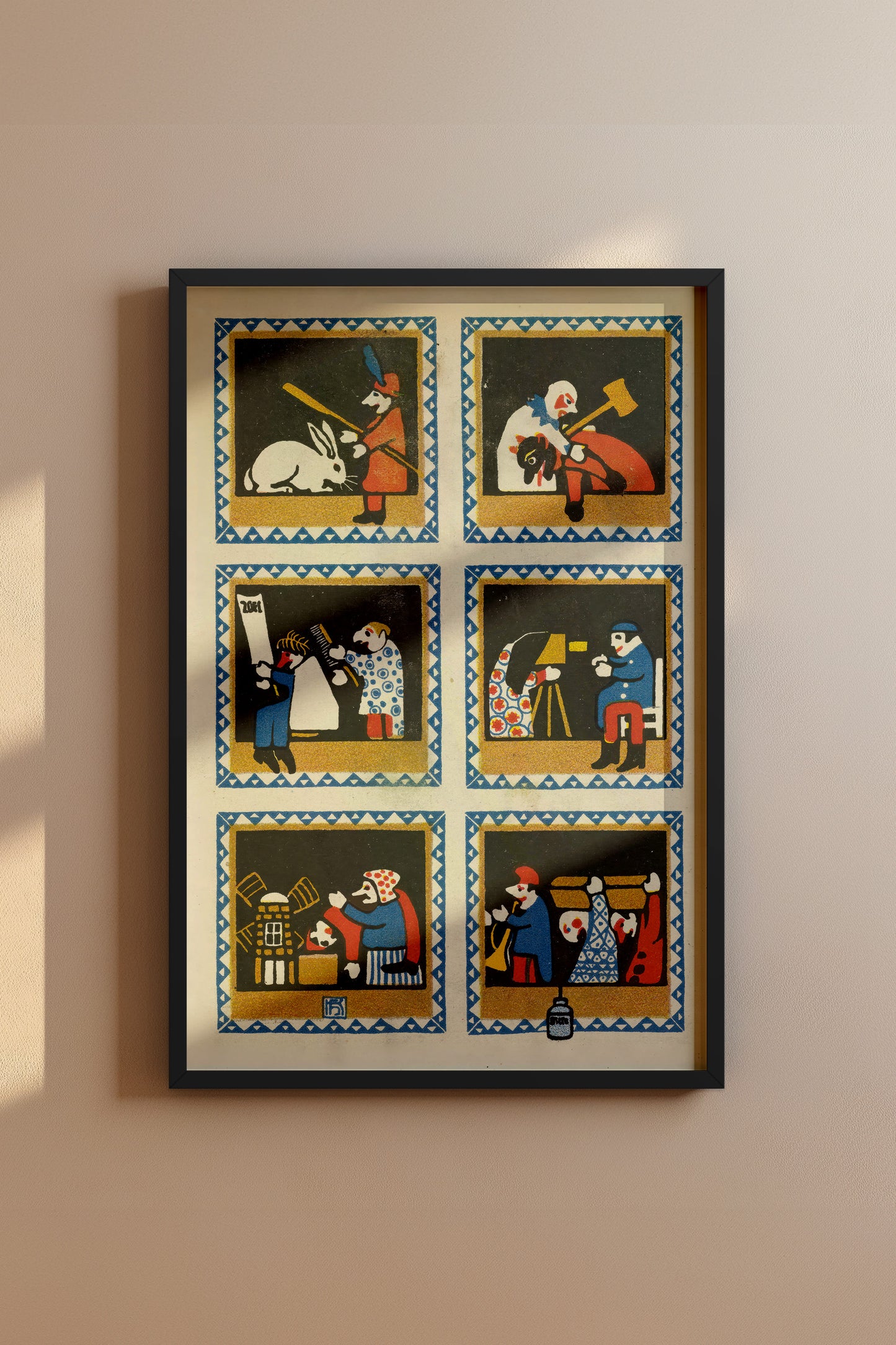 Puppet Theatre Panels – Hans Kalmsteiner, 1910 Austrian Folk Illustration