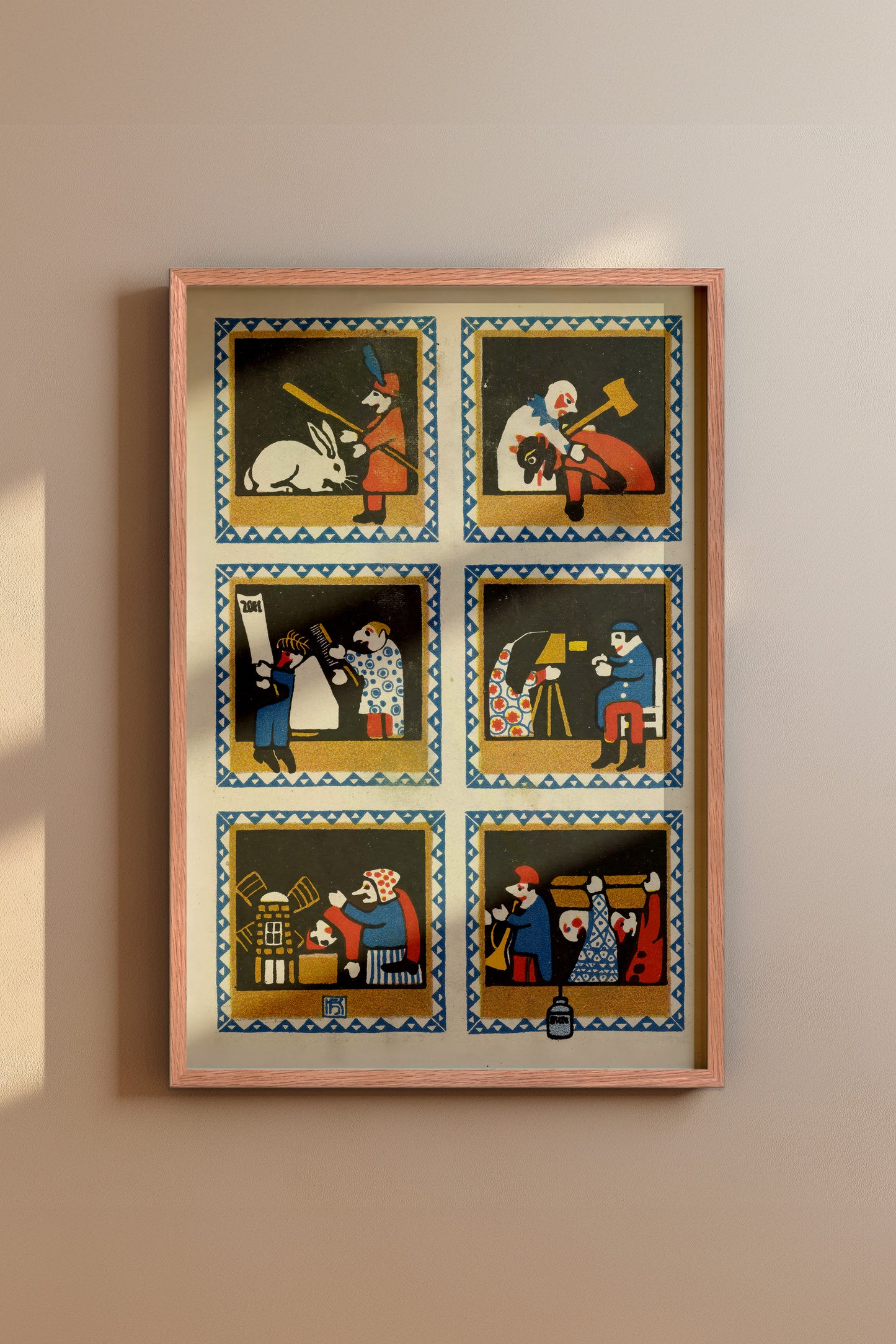 Puppet Theatre Panels – Hans Kalmsteiner, 1910 Austrian Folk Illustration