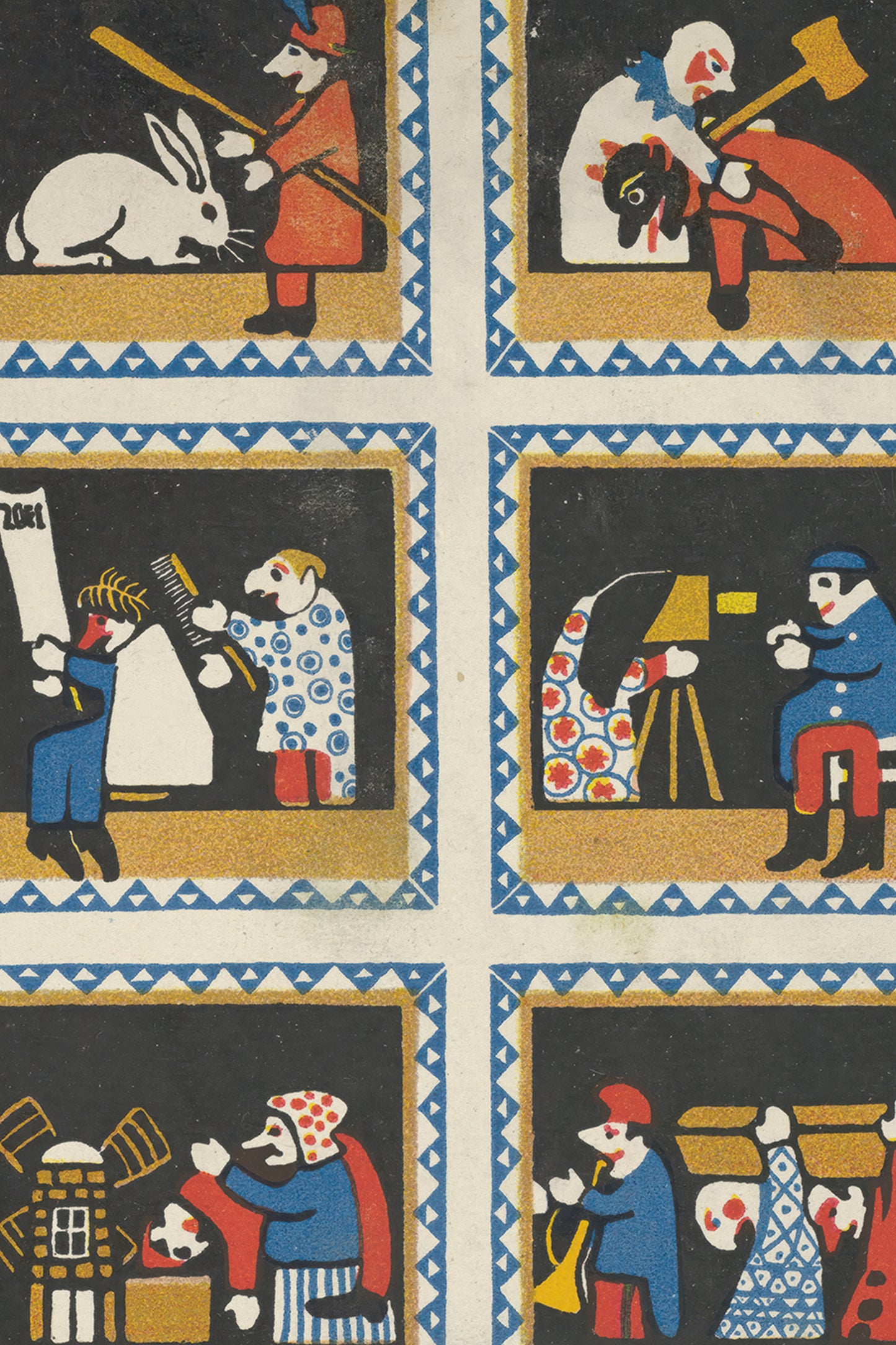Puppet Theatre Panels – Hans Kalmsteiner, 1910 Austrian Folk Illustration