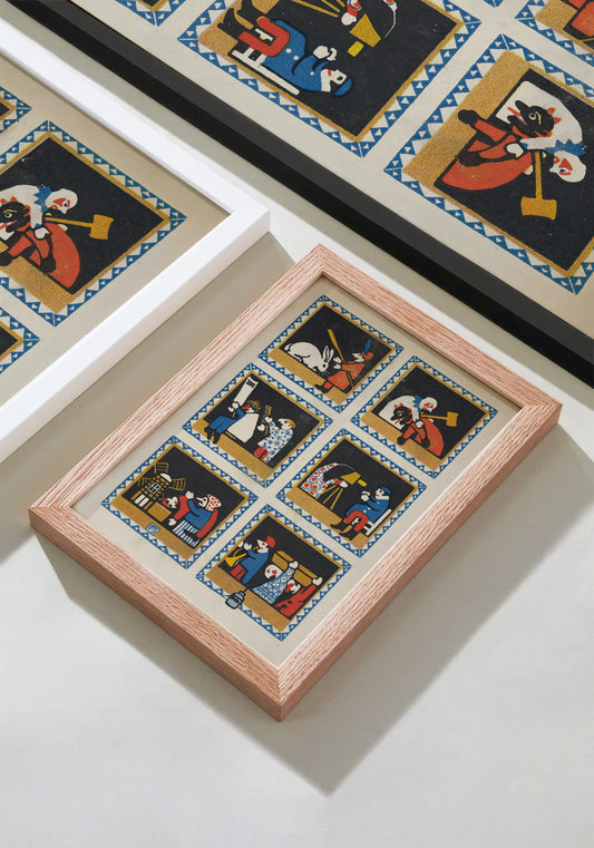 Puppet Theatre Panels – Hans Kalmsteiner, 1910 Austrian Folk Illustration