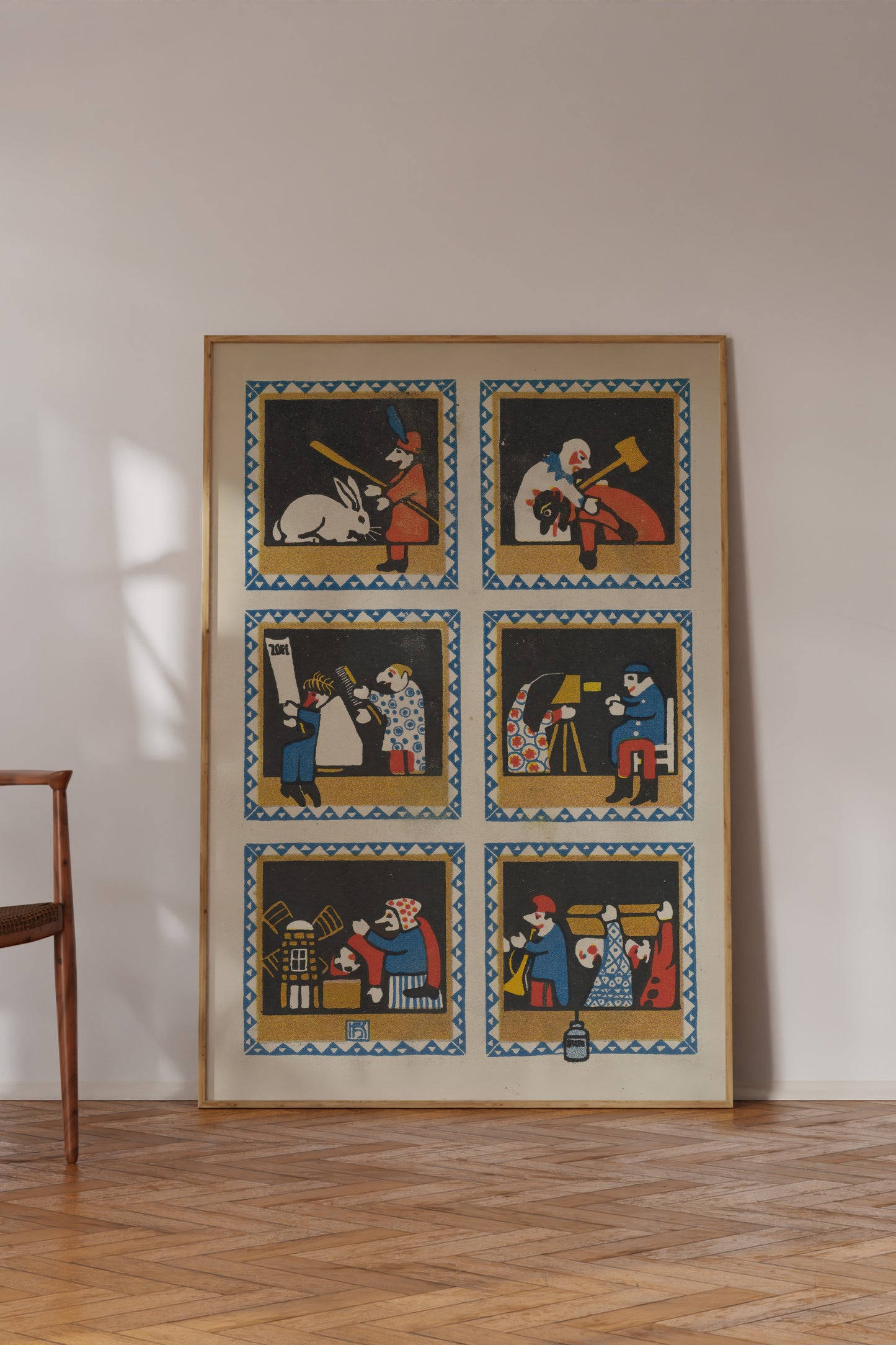 Puppet Theatre Panels – Hans Kalmsteiner, 1910 Austrian Folk Illustration