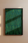 Japanese Meiji Era Woodblock Textile Print – Vintage Green and Blue Wave Pattern