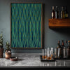 Japanese Meiji Era Woodblock Textile Print – Vintage Green and Blue Wave Pattern