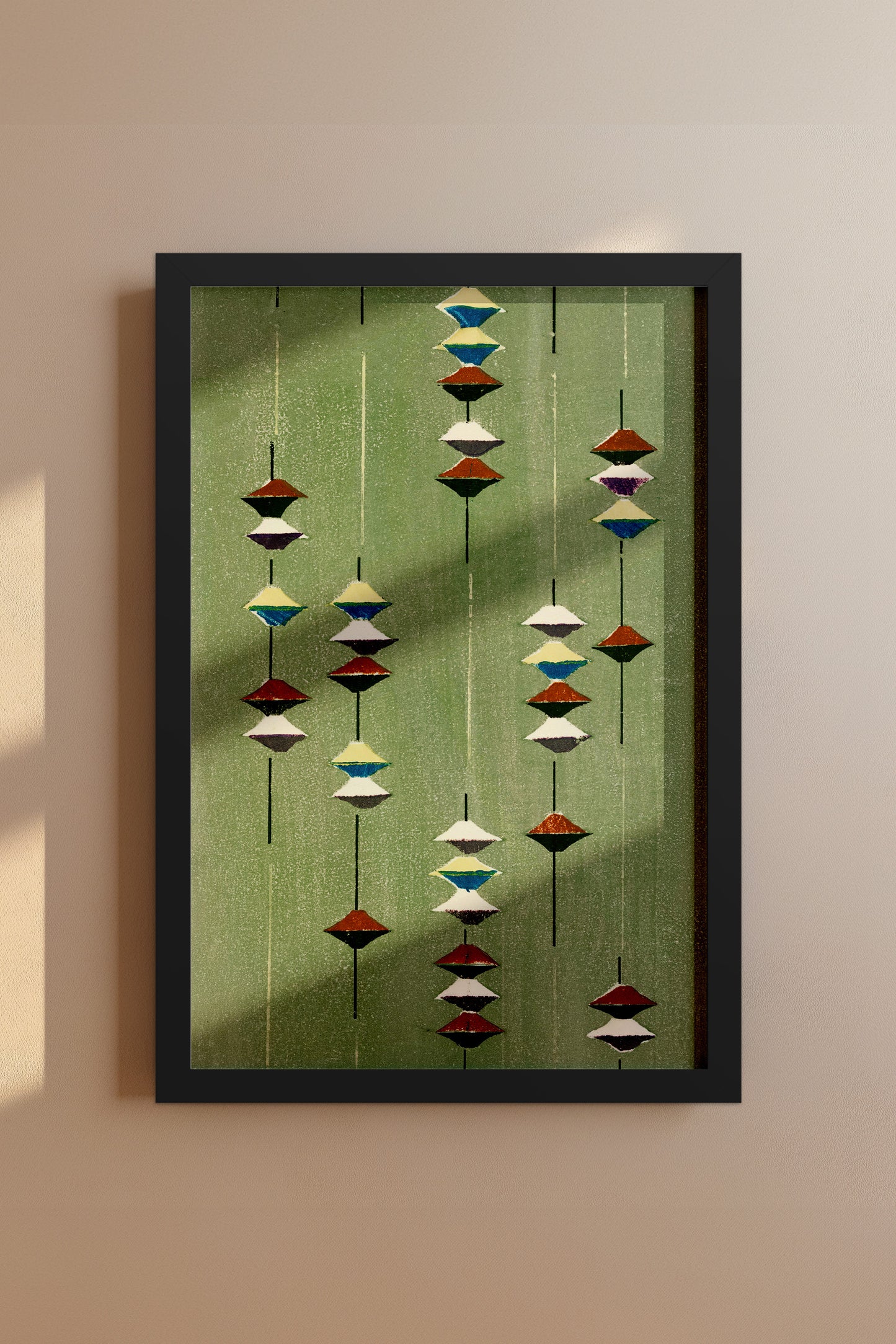 Suspended Forms – Meiji Era Japanese Woodblock Textile Print