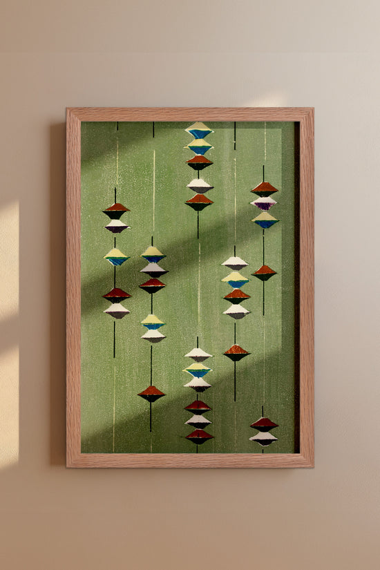 Suspended Forms – Meiji Era Japanese Woodblock Textile Print