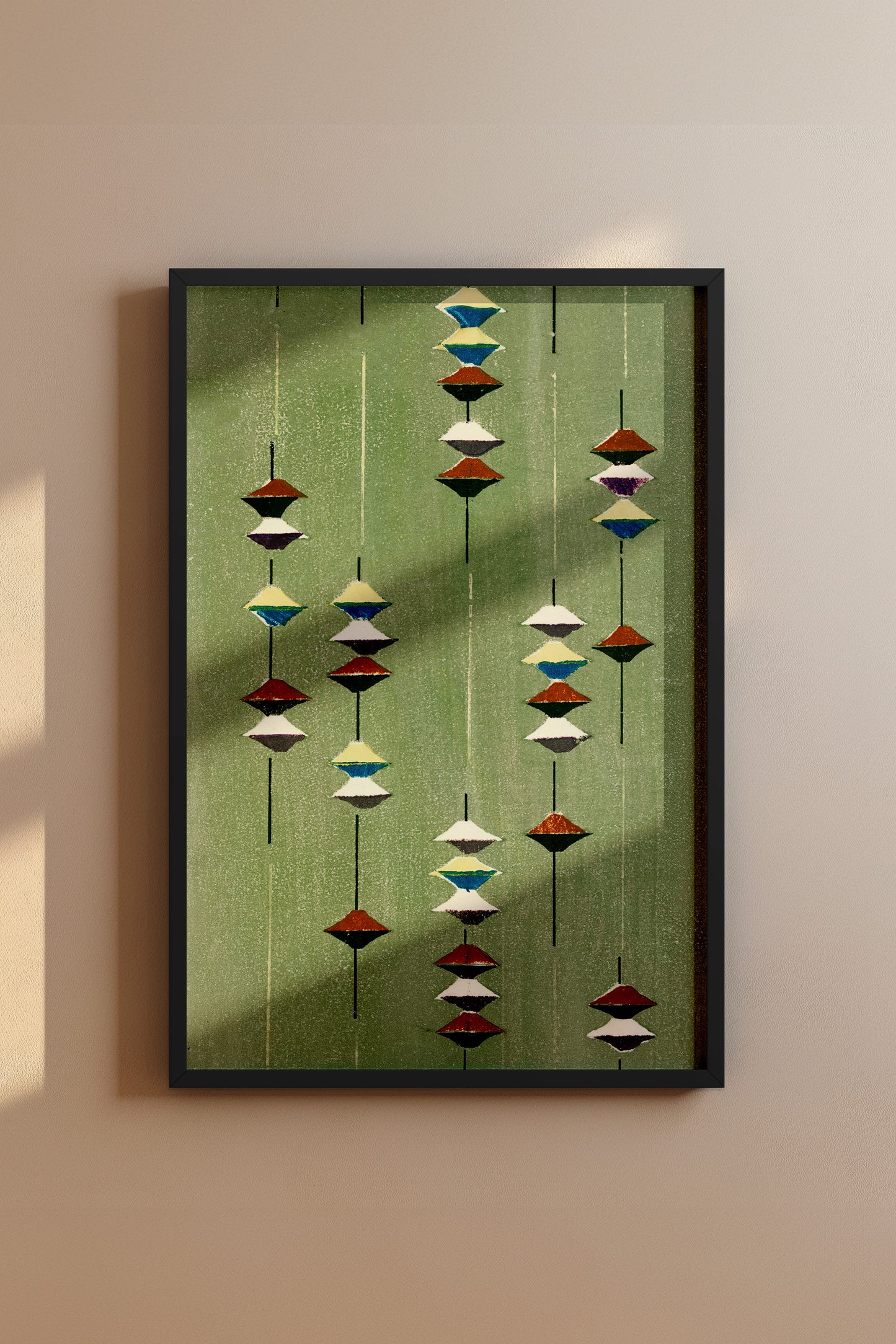 Suspended Forms – Meiji Era Japanese Woodblock Textile Print