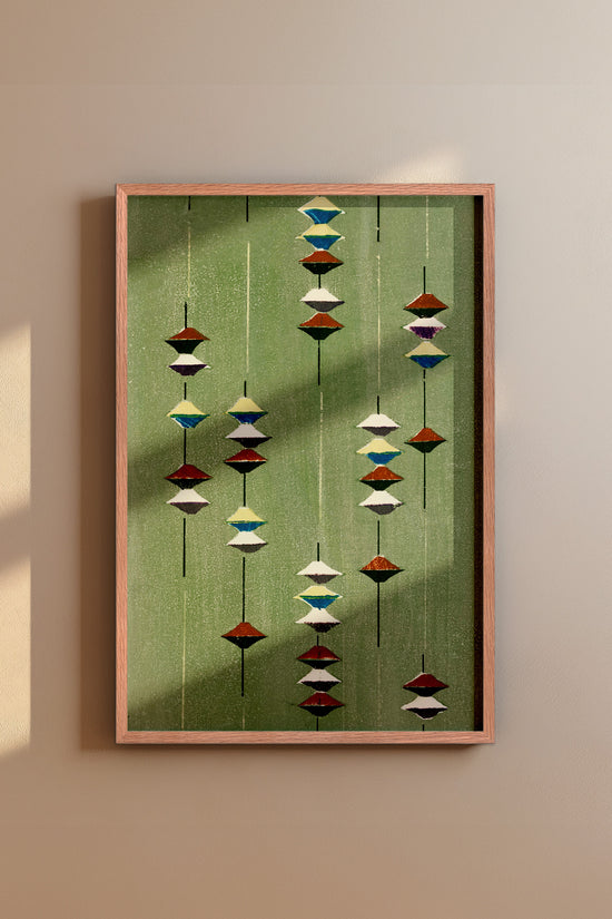 Suspended Forms – Meiji Era Japanese Woodblock Textile Print