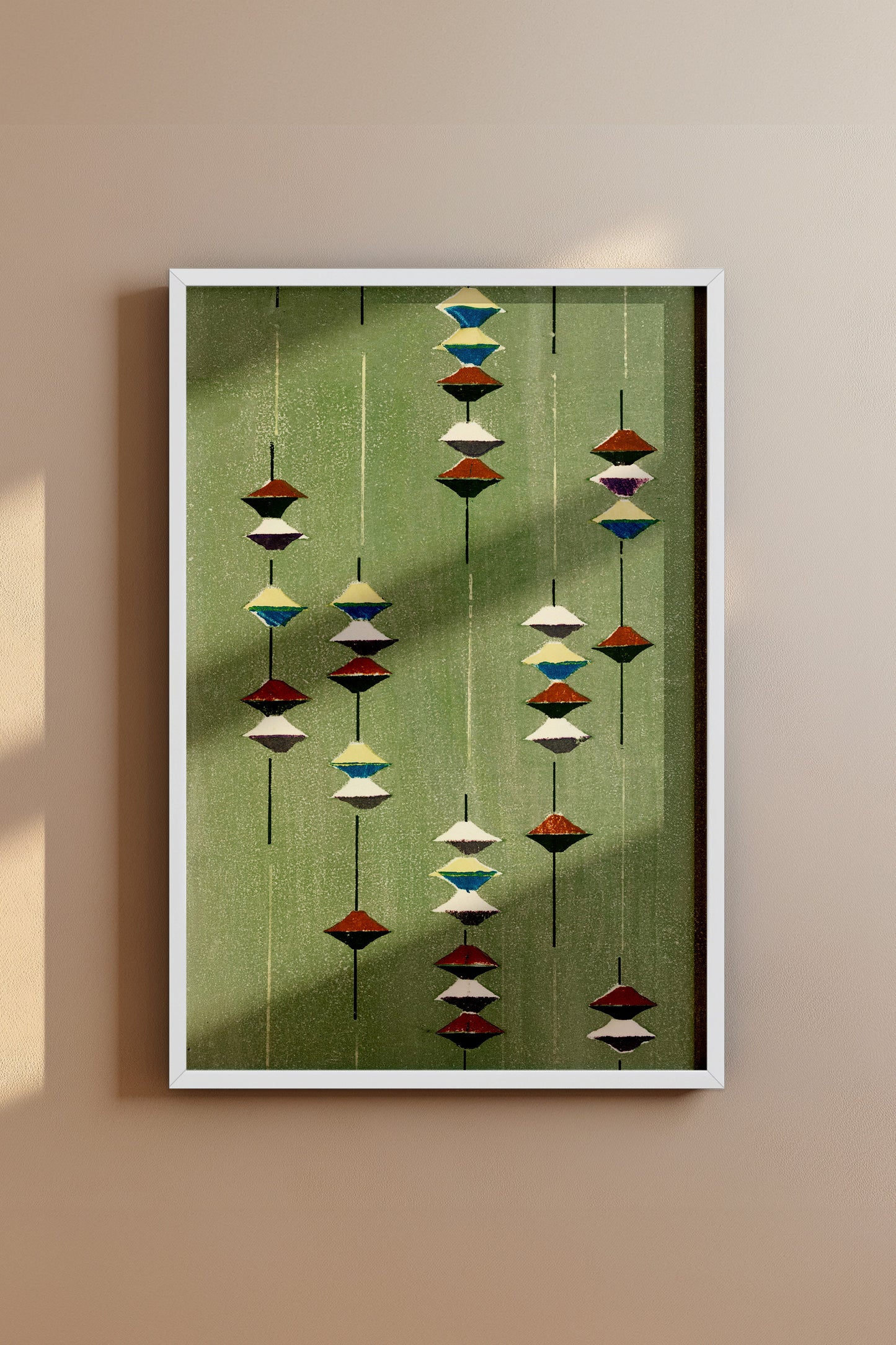 Suspended Forms – Meiji Era Japanese Woodblock Textile Print