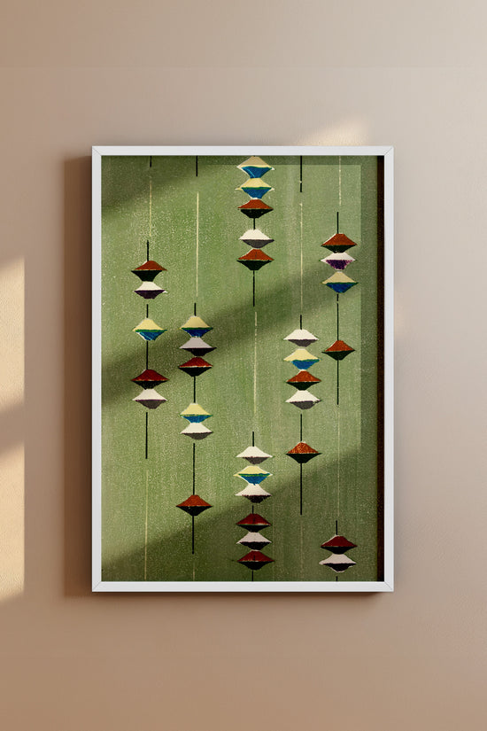 Suspended Forms – Meiji Era Japanese Woodblock Textile Print