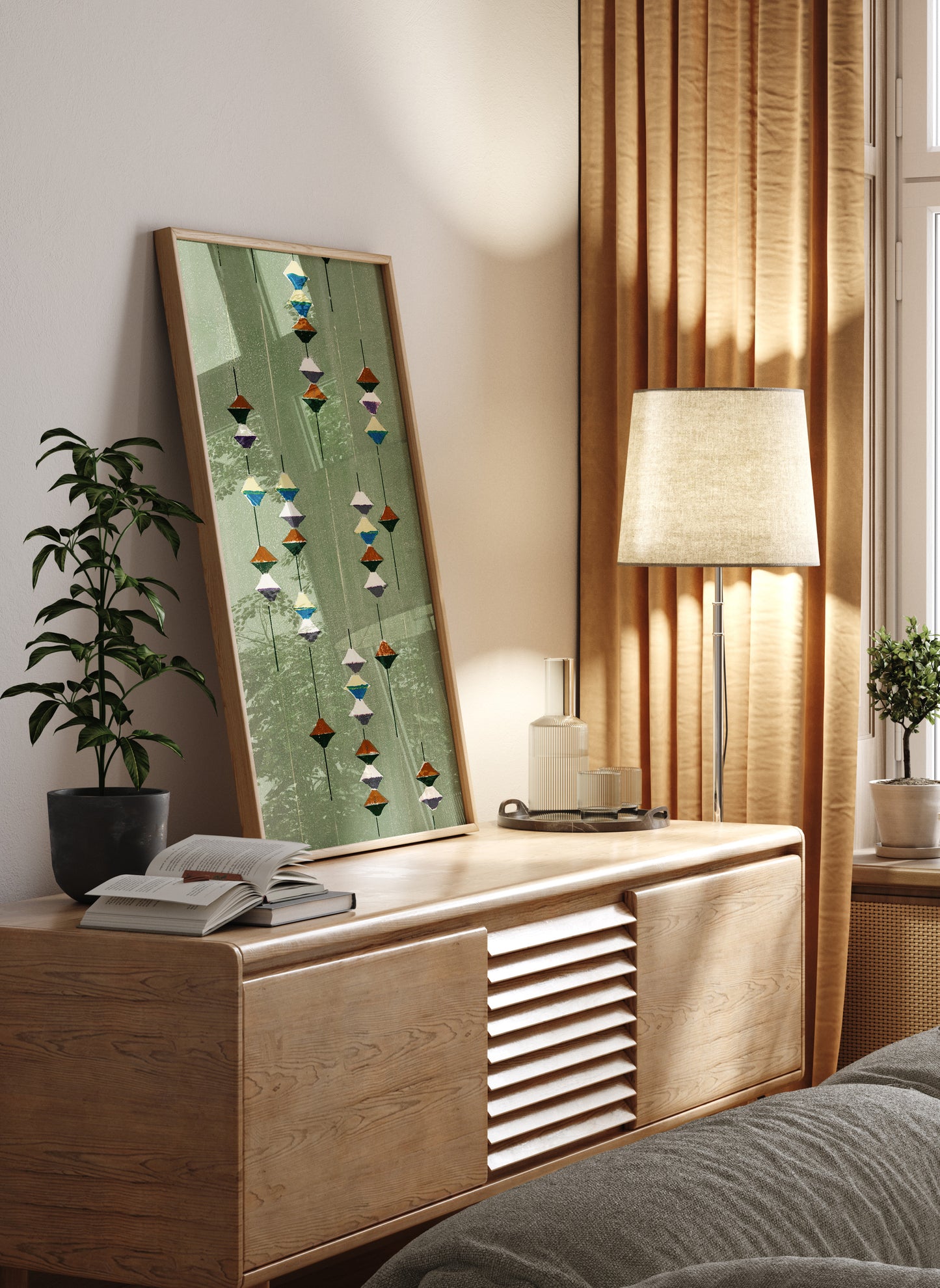 Suspended Forms – Meiji Era Japanese Woodblock Textile Print