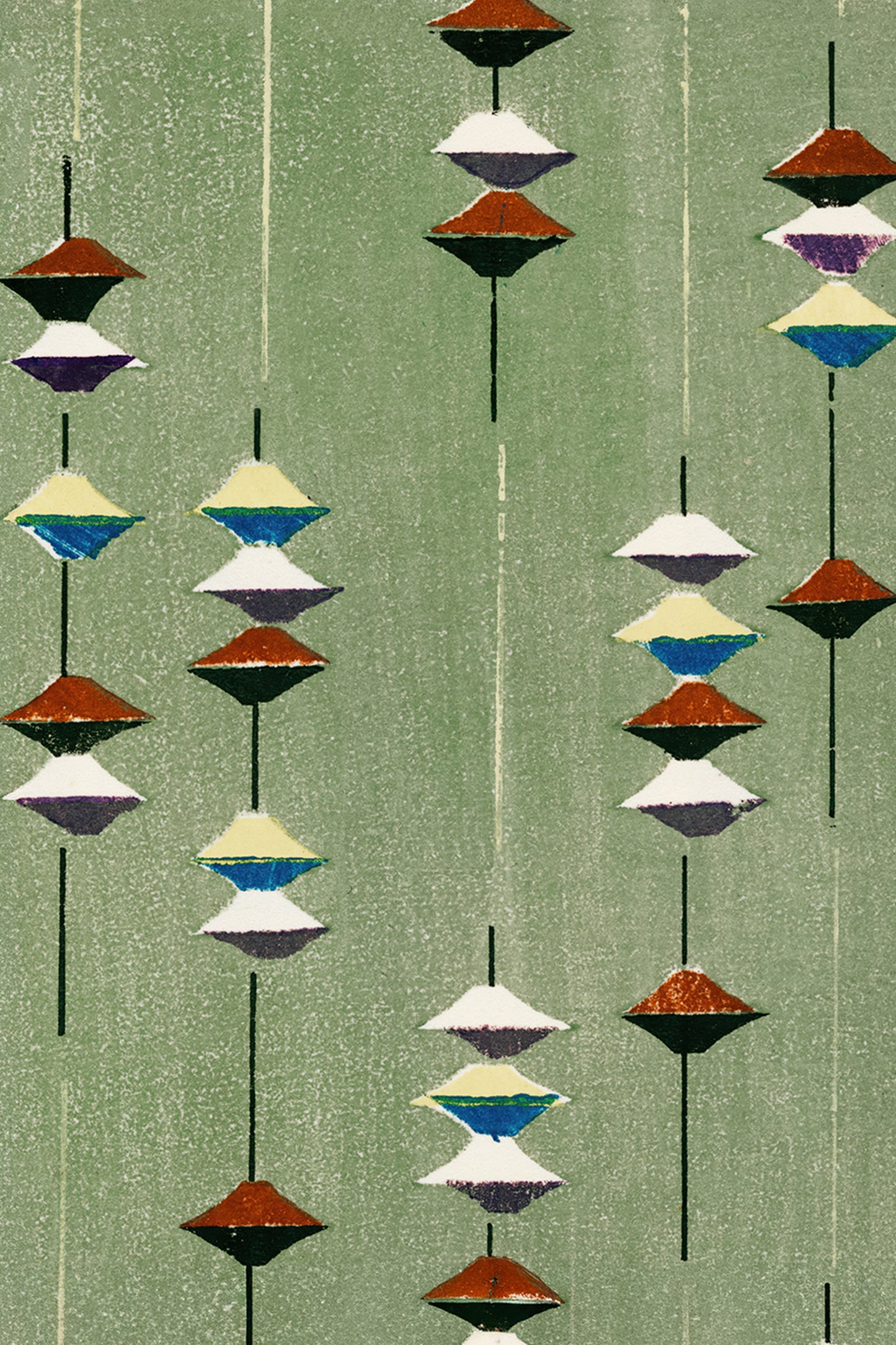 Suspended Forms – Meiji Era Japanese Woodblock Textile Print