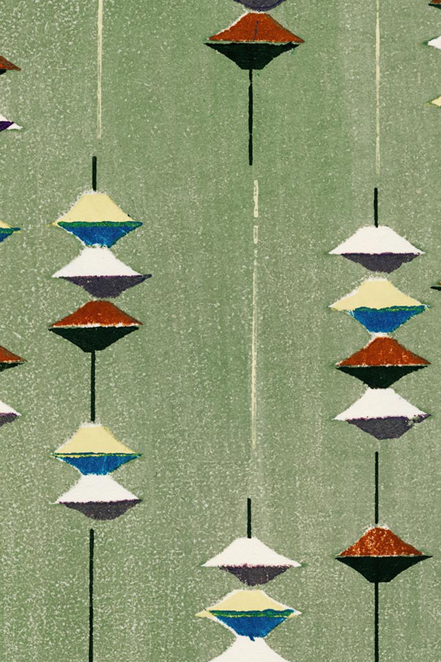 Suspended Forms – Meiji Era Japanese Woodblock Textile Print