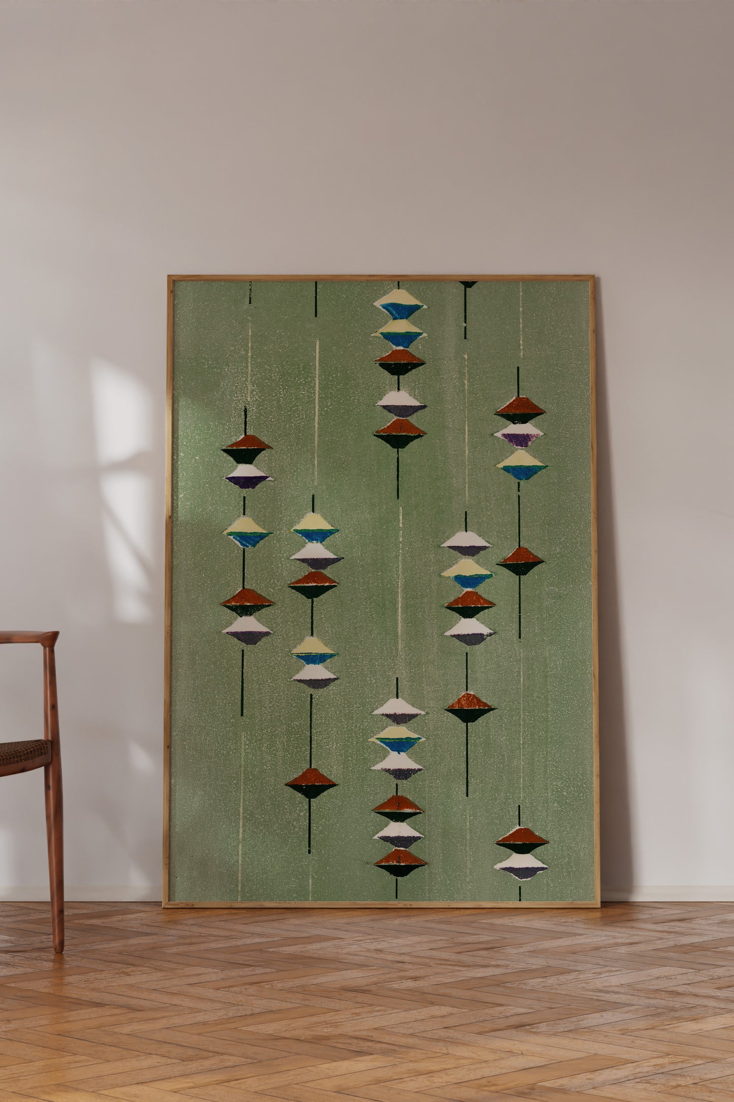 Suspended Forms – Meiji Era Japanese Woodblock Textile Print