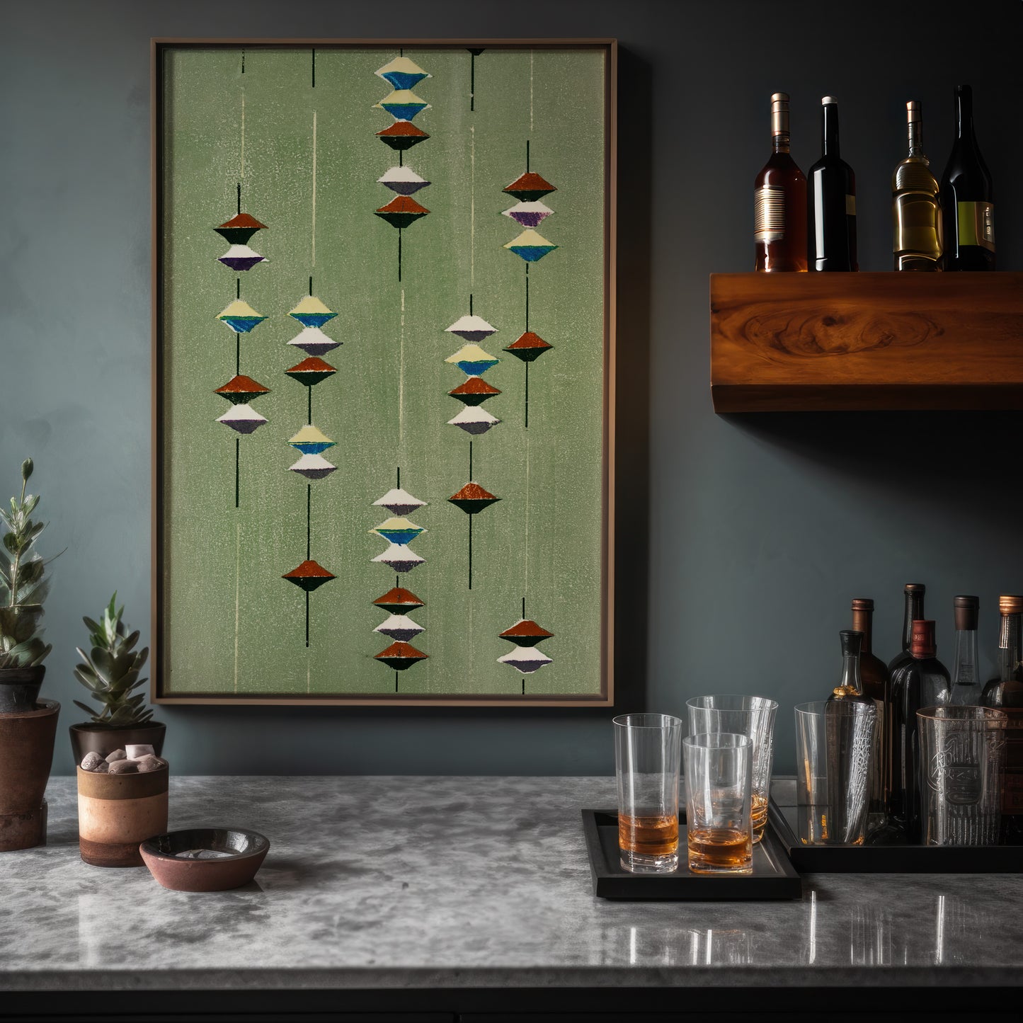 Suspended Forms – Meiji Era Japanese Woodblock Textile Print