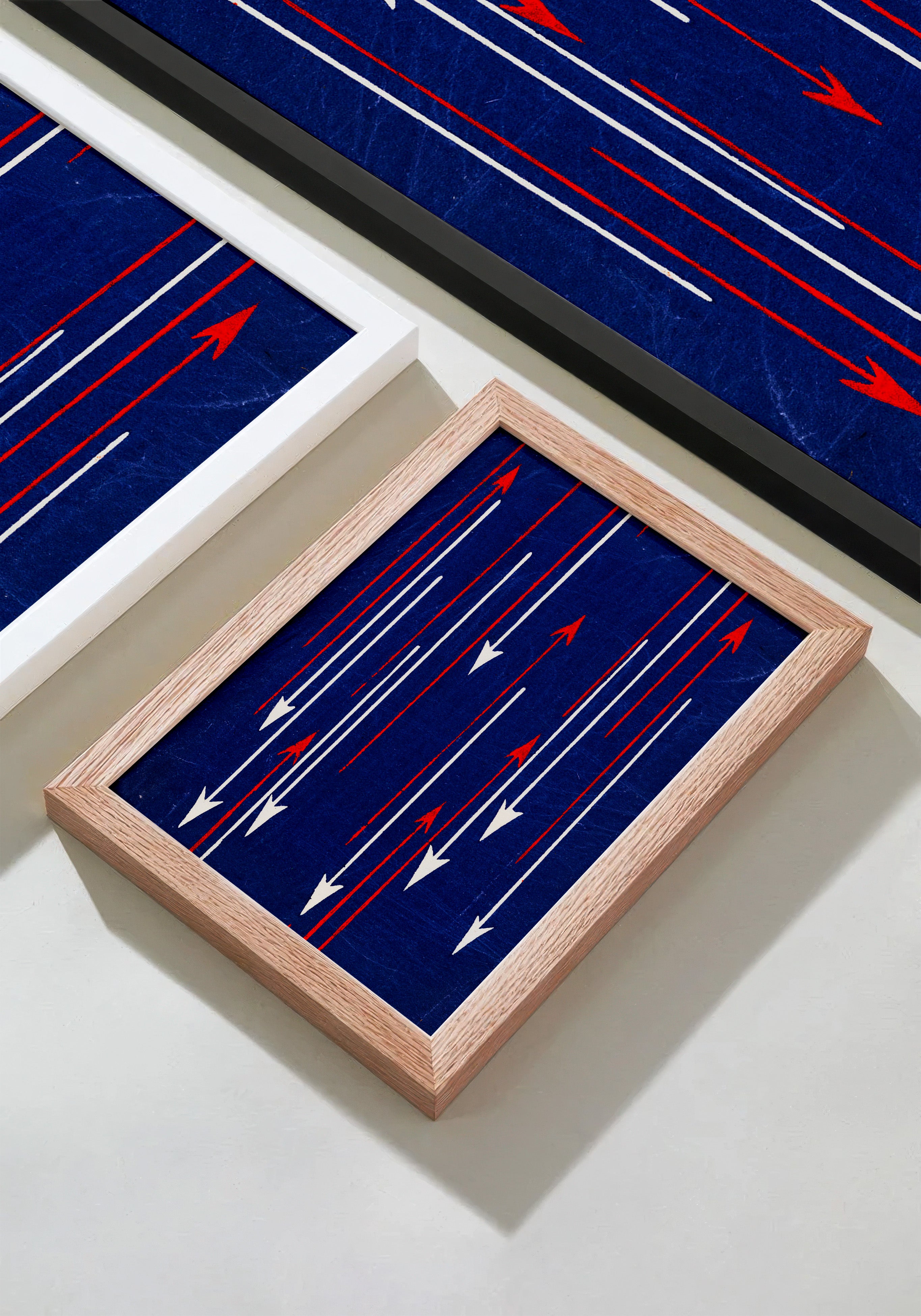 Meiji Era Japanese Arrow Textile Print – Indigo Woodblock Pattern
