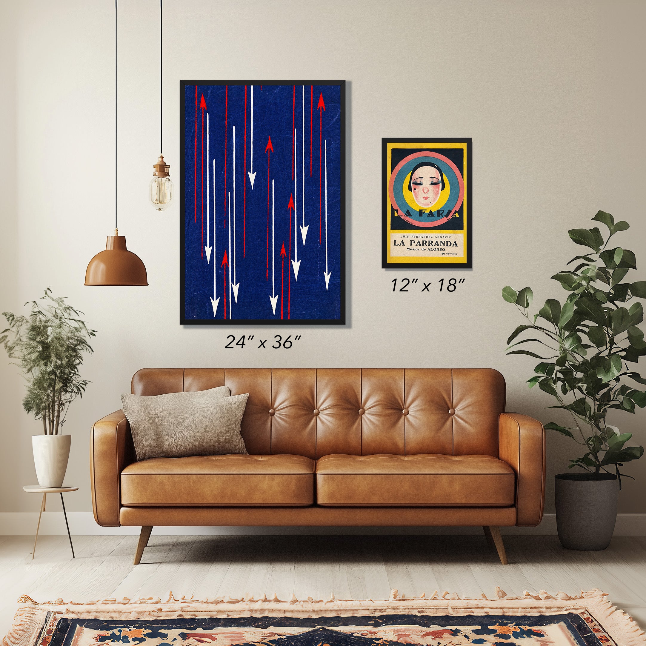 Meiji Era Japanese Arrow Textile Print – Indigo Woodblock Pattern