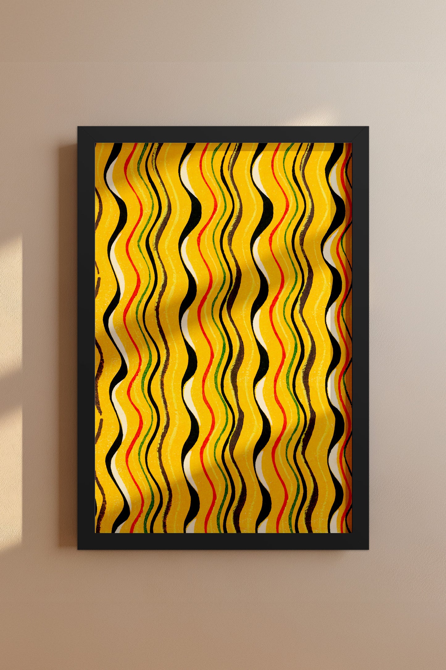 Golden Undulation – Meiji Era Japanese Woodblock Textile Print