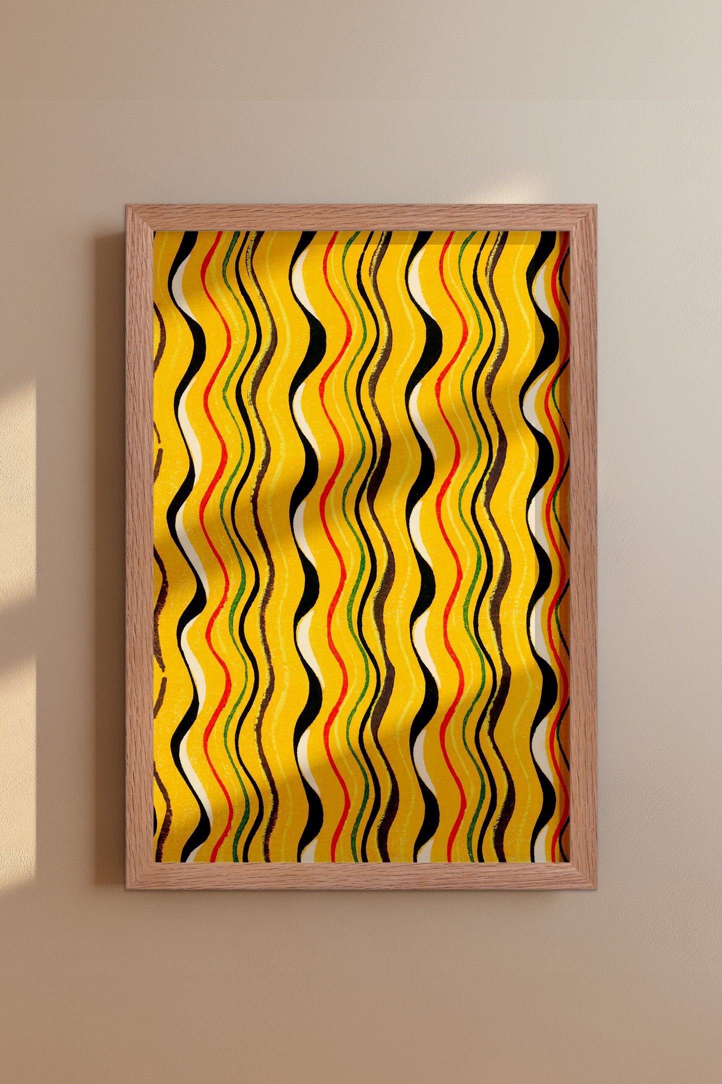 Golden Undulation – Meiji Era Japanese Woodblock Textile Print