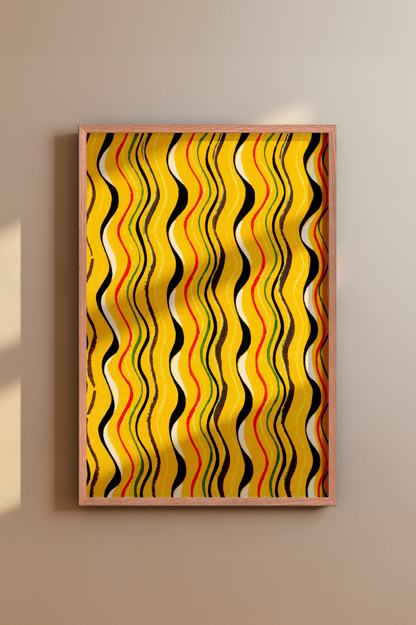 Golden Undulation – Meiji Era Japanese Woodblock Textile Print